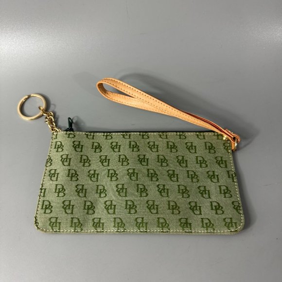 Dooney & Bourke Green DB Monogram Canvas Wristlet - Picture 6 of 12